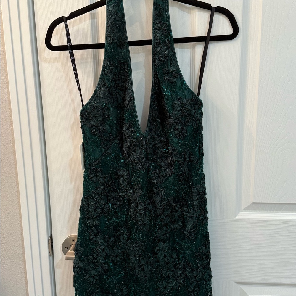 Tadashi Shoji Green Sequin Halter Bodycon Dress